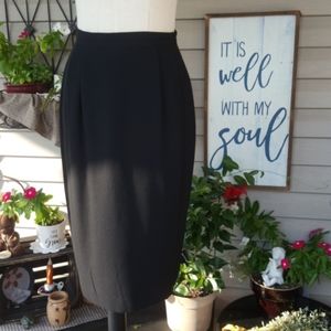JACGAETIRE FENAR PETITE ♡ Vintage Black Midi Pleated Lined Skirt w/Pockets 4P